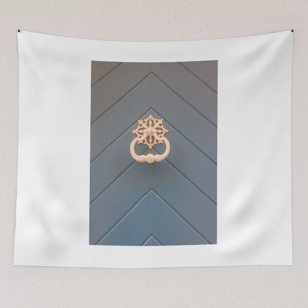 Item preview, Elegant White Door Knocker Mounted On Light Blue Chevron Door Wall Decor designed and sold by Nmallia.