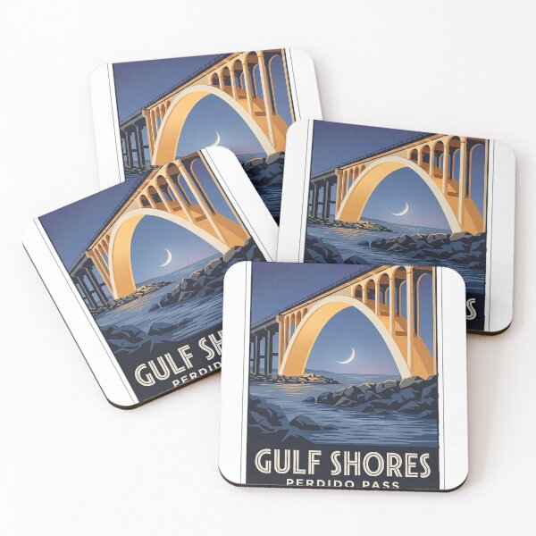 Item preview, Perdido Pass Bridge Art Deco Sticker - Gulf Shores Alabama designed and sold by DetourDgn.