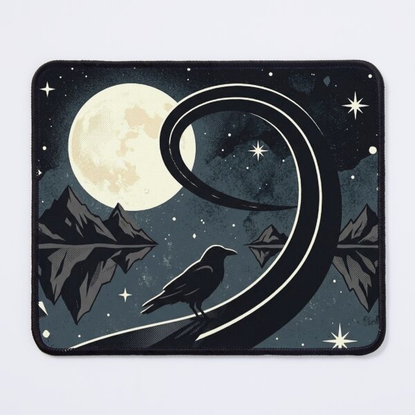 Item preview, Mystical Raven – Surreal Moonlit Path Illustration designed and sold by Dogandesighn.