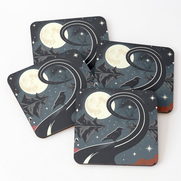 Item preview, Mystical Raven – Surreal Moonlit Path Illustration designed and sold by Dogandesighn.