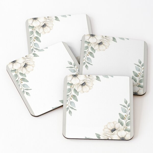 Item preview, White Anemone Botanical Floral Border designed and sold by ArtlightStudio.