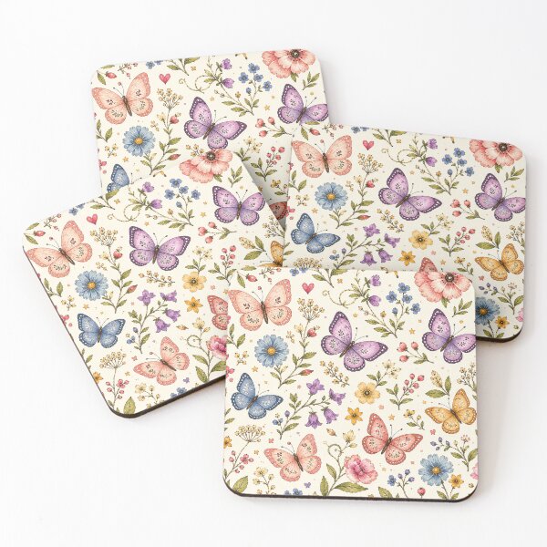 Item preview, Vintage Butterfly Floral Pattern – Colorful Botanical Cottagecore Design designed and sold by CreativeCharmCo.