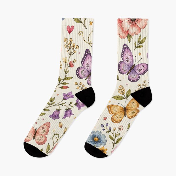 Item preview, Vintage Butterfly Floral Pattern – Colorful Botanical Cottagecore Design designed and sold by CreativeCharmCo.