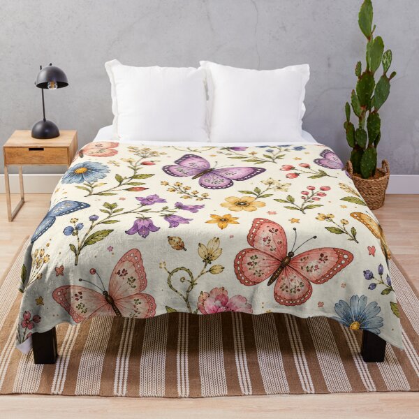 Item preview, Vintage Butterfly Floral Pattern – Colorful Botanical Cottagecore Design designed and sold by CreativeCharmCo.