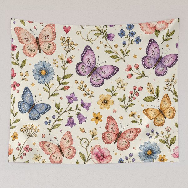 Item preview, Vintage Butterfly Floral Pattern – Colorful Botanical Cottagecore Design designed and sold by CreativeCharmCo.