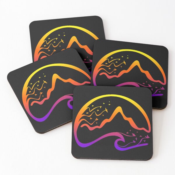 Item preview, Abstract Mountain Wave Birds Sunset Gradient Design designed and sold by YarningsandYear.