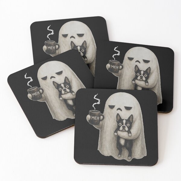 Item preview, Vintage Funny Meh Boo Ghost Holding Boston Terrier Dog Lover designed and sold by MiteKangerin.