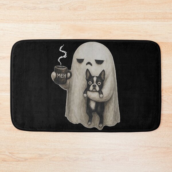 Item preview, Vintage Funny Meh Boo Ghost Holding Boston Terrier Dog Lover designed and sold by MiteKangerin.