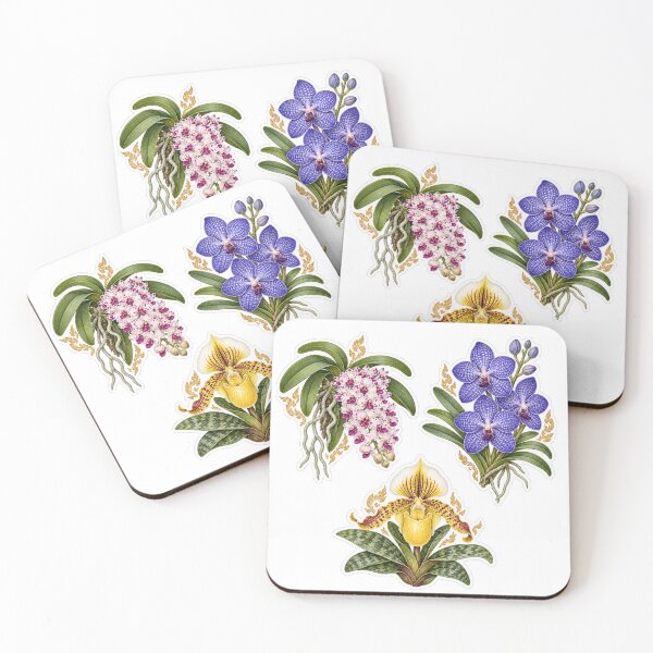 Item preview, Thai Orchid Sticker Pack – Chang Kra, Blue Vanda & Yellow Slipper Orchid designed and sold by BangkokFineArt.