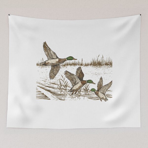 Item preview, Vintage Mallard Ducks Flying Waterfowl Marsh Hunting Wildlife Graphic designed and sold by Thedustyart.