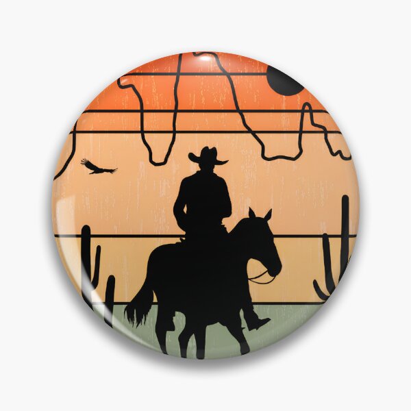 Item preview, Retro Sunset Cowboy Horse Desert Mountains designed and sold by YarningsandYear.