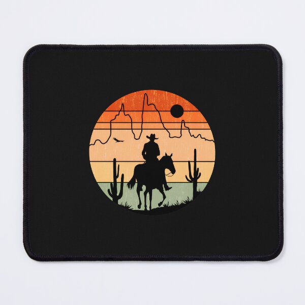Item preview, Retro Sunset Cowboy Horse Desert Mountains designed and sold by YarningsandYear.