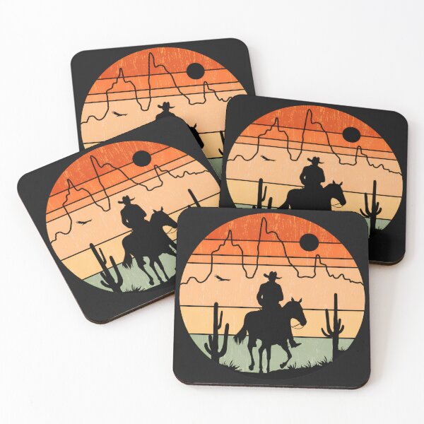 Item preview, Retro Sunset Cowboy Horse Desert Mountains designed and sold by YarningsandYear.