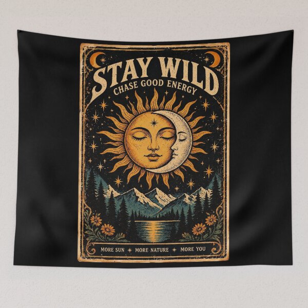 Item preview, Stay Wild Celestial Sun Moon Vintage Retro Nature Poster designed and sold by AS94 Creative Designs.