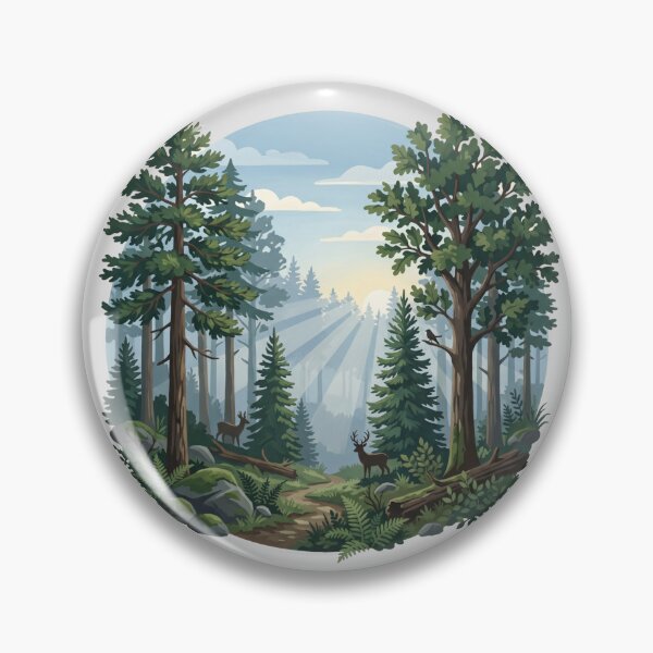 Item preview, Misty Forest Sunbeams and Deer Illustration designed and sold by hattie's.