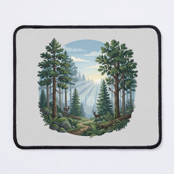 Item preview, Misty Forest Sunbeams and Deer Illustration designed and sold by hattie's.