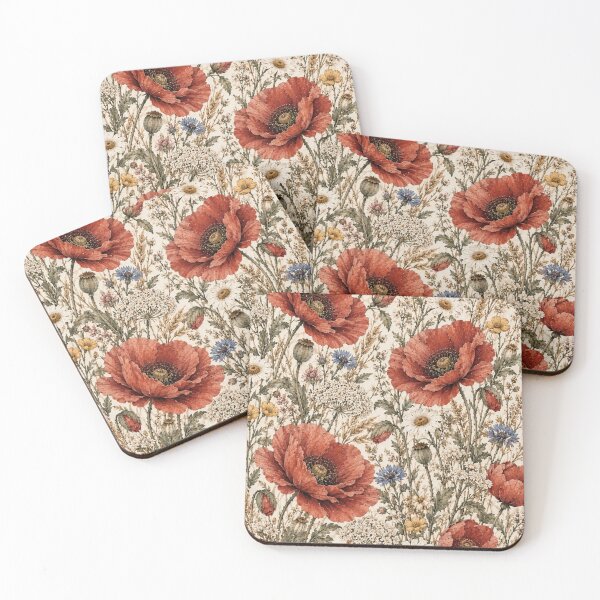 Item preview, Vintage Wildflower Meadow with Red Poppies designed and sold by Mikena1996.