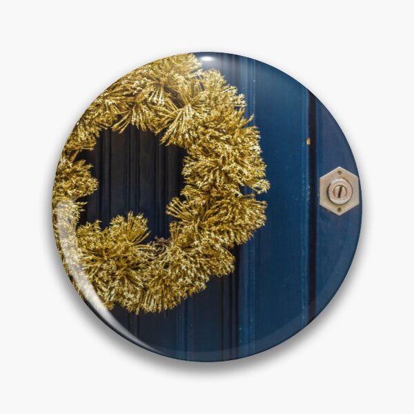 Item preview, Gold Wreath on Deep Blue Door: Festive Holiday Decor for Home Entrance designed and sold by Nmallia.