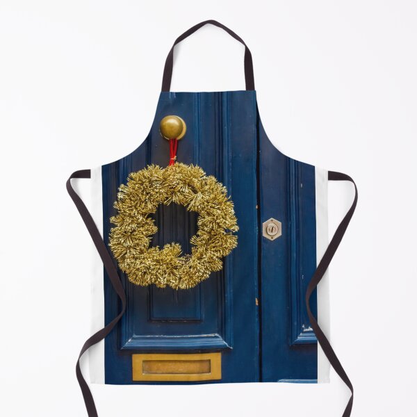 Artikelvorschau, Goldener Kranz an tiefblauer Tür: Festliche Weihnachtsdekoration für den Hauseingang entworfen und verkauft von Nmallia.