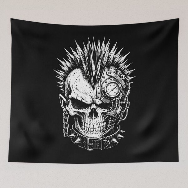 Item preview, Punk Skull With Mohawk Steampunk Gauge designed and sold by Linework Studio.