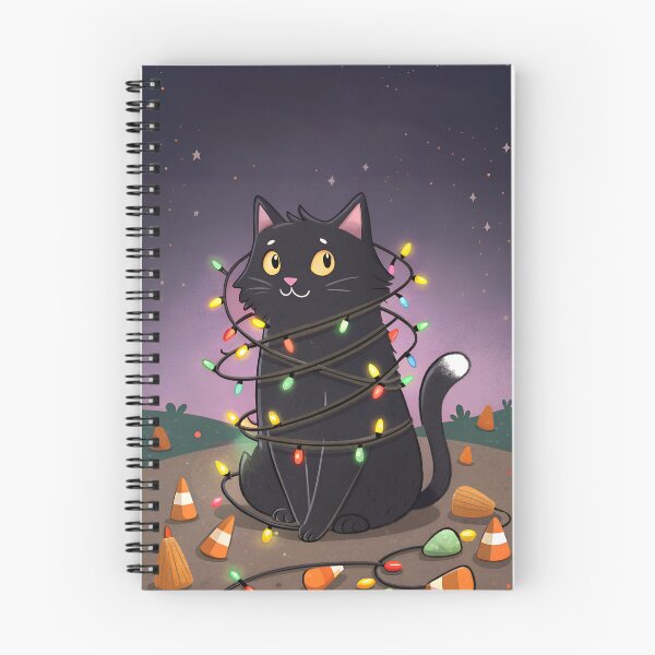 Item preview, Cute Black Cat with Halloween Christmas Fairy Lights designed and sold by AlinaMel.