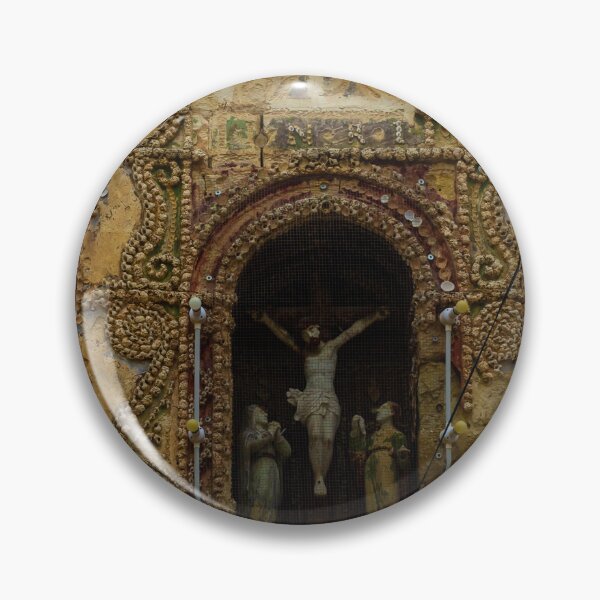 Item preview, Ornate Baroque Wall Niche With Crucifix Statue And Weathered Shell Motifs And Ornamentation designed and sold by Nmallia.