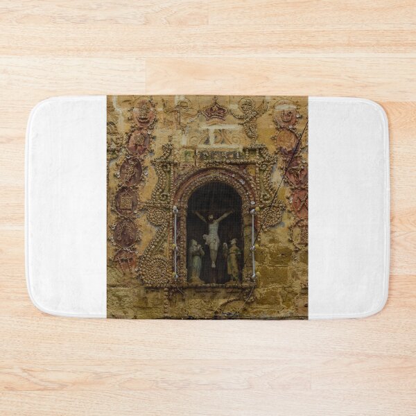 Item preview, Ornate Baroque Wall Niche With Crucifix Statue And Weathered Shell Motifs And Ornamentation designed and sold by Nmallia.