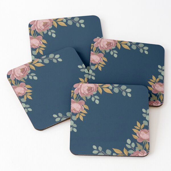 Item preview, Navy Pink Rose Floral Border designed and sold by ArtlightStudio.