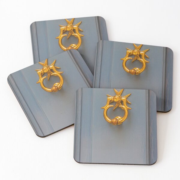 Item preview, Elegant Golden Door Knocker With Starburst Backing On Classic Blue Front Door designed and sold by Nmallia.