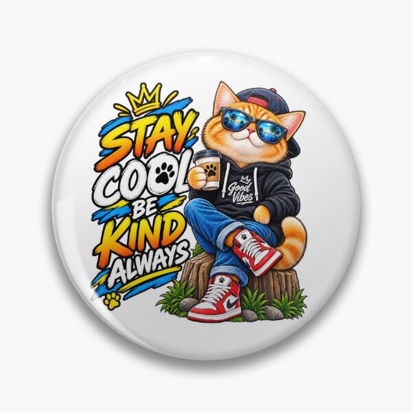 Item preview, Stay Cool Be Kind Always – Cool Cat Good Vibes designed and sold by Design Sounds Studio.