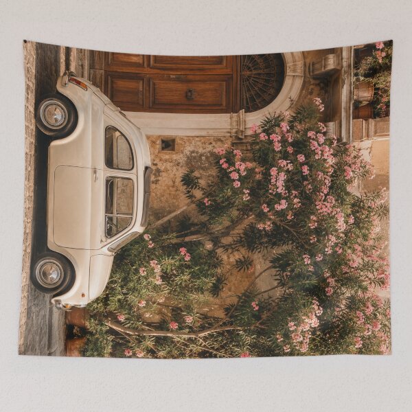 Item preview, Italian Street with Vintage Car and Flowers designed and sold by Soul & Nature Studio.