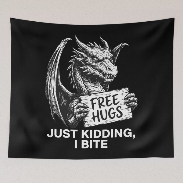 Item preview, Free Hugs Just Kidding I Bite Funny Dragon Humor Saying designed and sold by RileyAngelaShop.