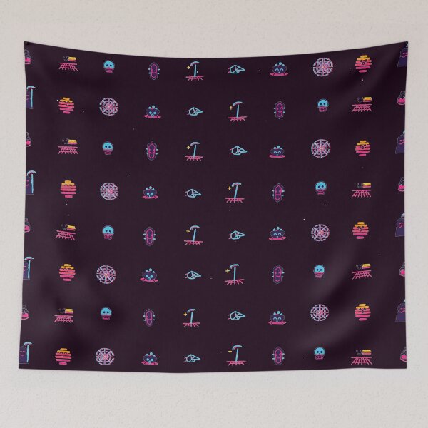 Item preview, Neon Synthwave Crypt Vector Micro Icon Pattern Cyber Goth designed and sold by KungPowUnicorn.