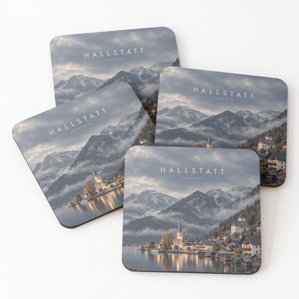 Item preview, Hallstatt Cinematic Monochrome Alpine Artwork designed and sold by MichaeIRellov.