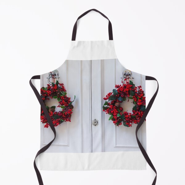 Item preview, Two Red Berry Christmas Wreaths on White Doors Create Festive Holiday Decor designed and sold by Nmallia.