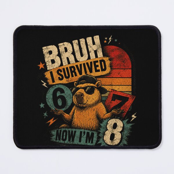 Item preview, Bruh I Survived 6 Now I'm 8 Funny Eight Year Old Birthday Capybara designed and sold by JonesFlora2025.