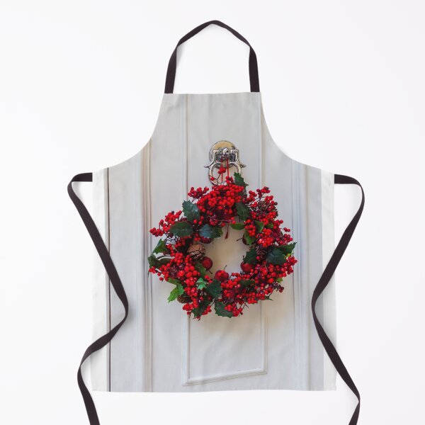 Item preview, Festive Red Berry Christmas Wreath Hanging on White Door Knocker for Holiday Decoration on Front Door designed and sold by Nmallia.
