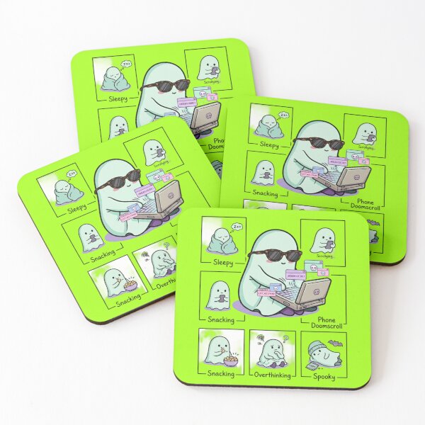 Item preview, Ghost Daily Routine Mood Board - Cute Introvert Humor Meme designed and sold by LUKOWEAR.