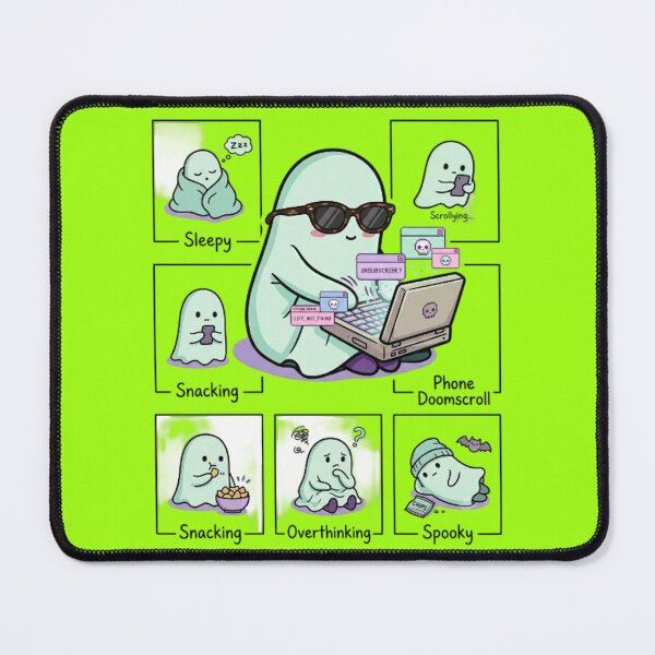 Item preview, Ghost Daily Routine Mood Board - Cute Introvert Humor Meme designed and sold by LUKOWEAR.