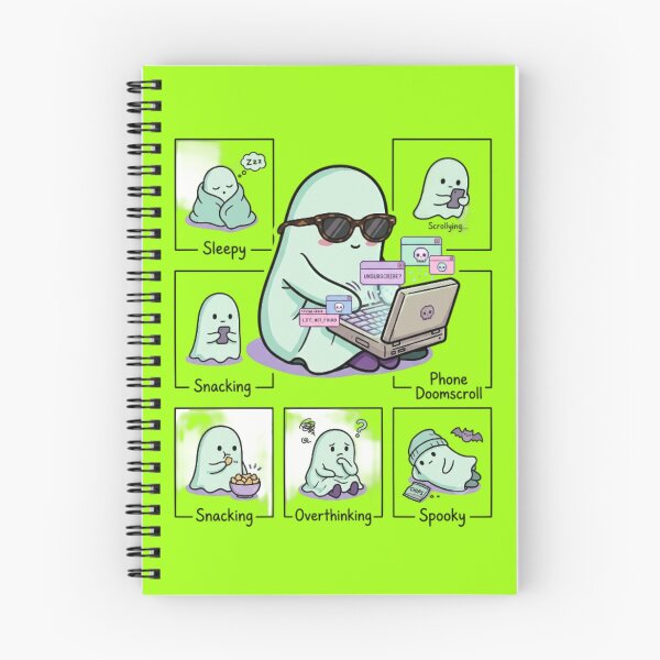 Item preview, Ghost Daily Routine Mood Board - Cute Introvert Humor Meme designed and sold by LUKOWEAR.