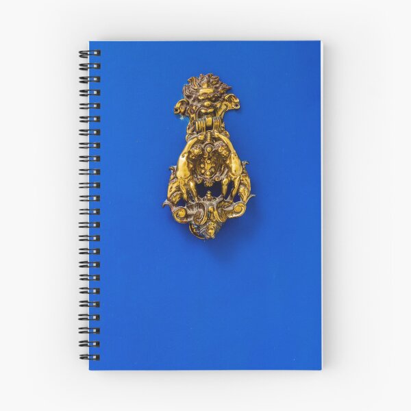 Item preview, Ornate Brass Lion-Head Door Knocker Mounted On Bright Blue Door for Classic Gothic Home Charm designed and sold by Nmallia.