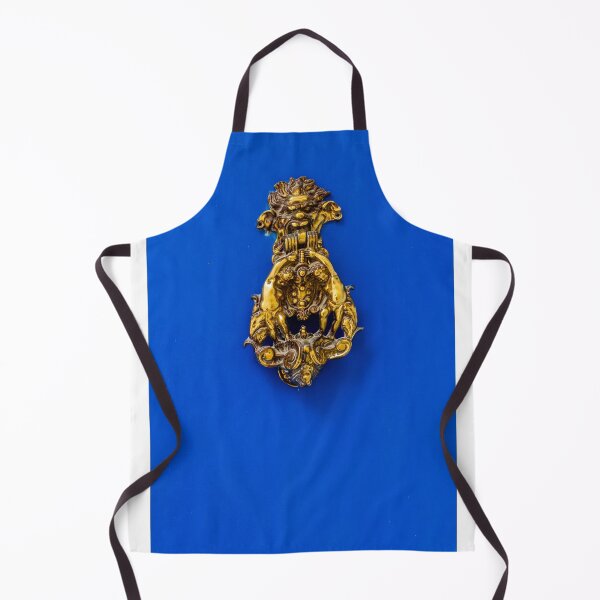 Item preview, Ornate Brass Lion-Head Door Knocker Mounted On Bright Blue Door for Classic Gothic Home Charm designed and sold by Nmallia.
