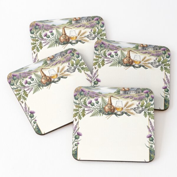 Item preview, Highland Thistle Whisky Landscape Border designed and sold by ArtlightStudio.