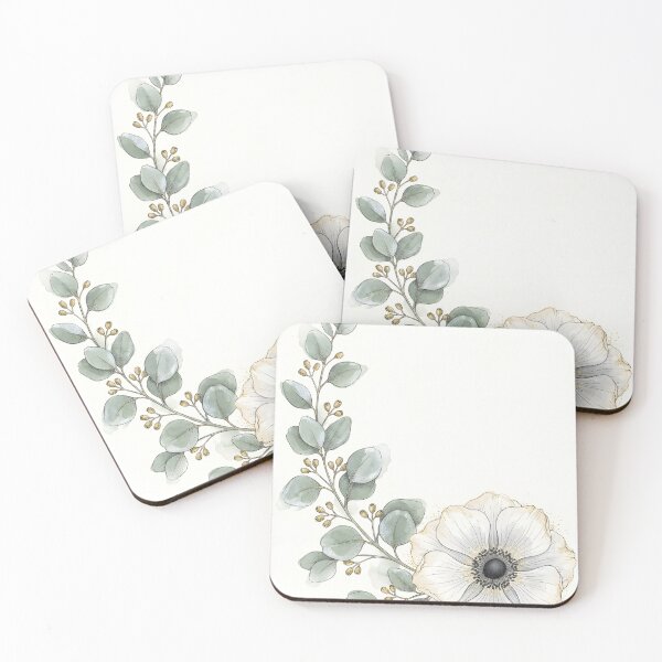 Item preview, White Anemone Eucalyptus Corner Floral designed and sold by ArtlightStudio.