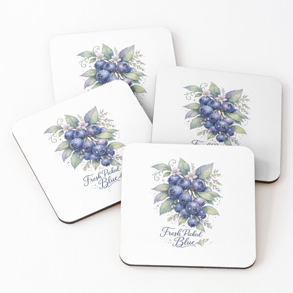 Item preview, Fresh Picked Blue Blueberry Botanical Watercolor Cottagecore Art Design Print designed and sold by inkoutninja.