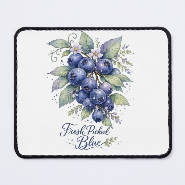 Item preview, Fresh Picked Blue Blueberry Botanical Watercolor Cottagecore Art Design Print designed and sold by inkoutninja.