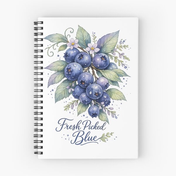 Item preview, Fresh Picked Blue Blueberry Botanical Watercolor Cottagecore Art Design Print designed and sold by inkoutninja.
