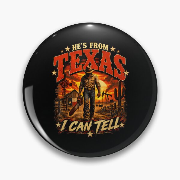 Item preview, Hes From Texas I Can Tell Chainsaw Horror Halloween Western designed and sold by DaveBevitt.