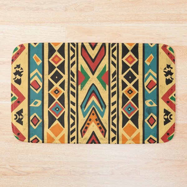 Item preview, Polynesian Mix Tonga Geometric Pattern Terracotta Ochre Turquoise designed and sold by GrinGalore.