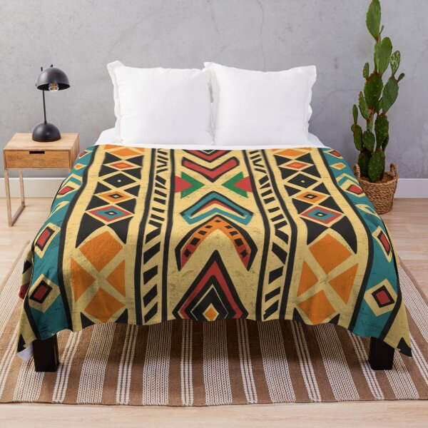 Item preview, Polynesian Mix Tonga Geometric Pattern Terracotta Ochre Turquoise designed and sold by GrinGalore.